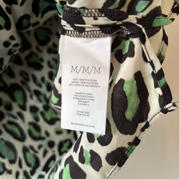 Cabi #3260 Jungle Theme Top Green Tan Leopard Print Sleeveless Shirt Medium - Picture 5 of 8